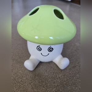 Cute Green and White Mushroom Toothbrush Holder